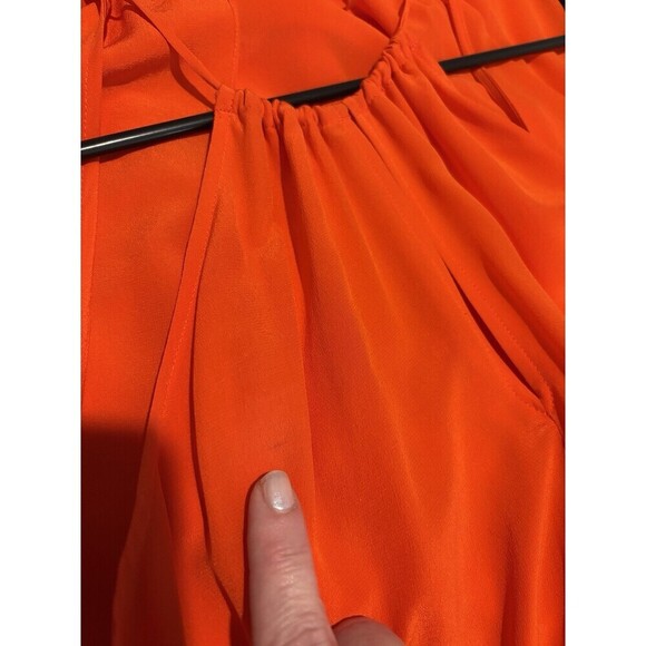 Rebecca Taylor Halter Mini Dress Bright Red Orange 2 Strappy Keyhole Neckline - Picture 12 of 13